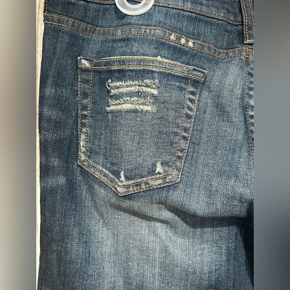 Distressed Dark Wash Straight Leg Jeans - Picture 5 of 5